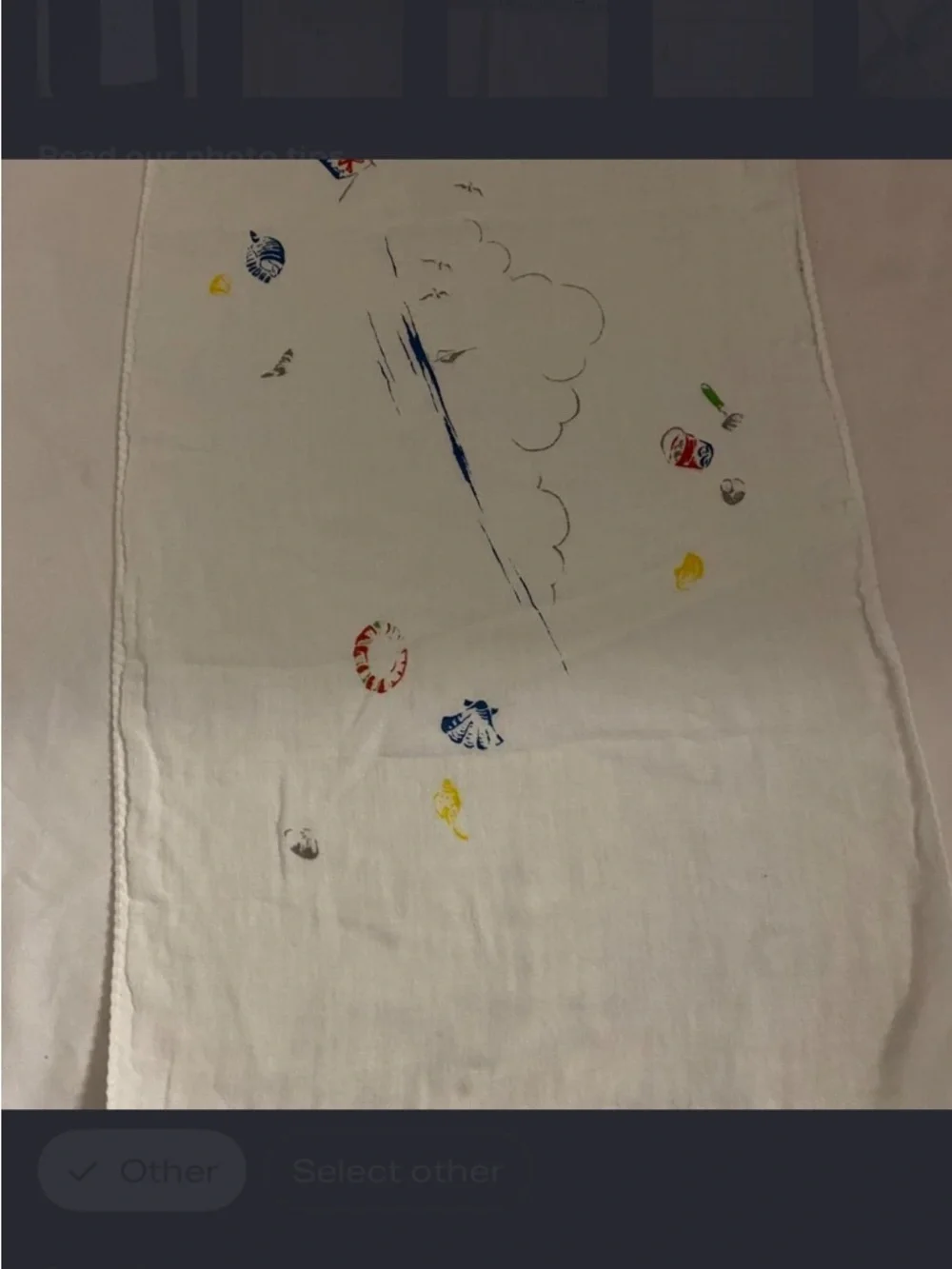 Vintage Hand Embroidered Dresser Scarf Table Runner White Linen Cottagecore
